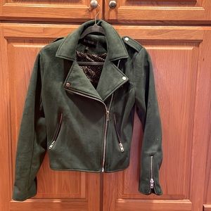 Green suede cropped jacket